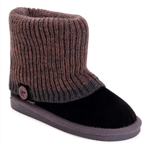 Girls MUK LUKS Dark Gray Cuffed Boots, Size 12 - Picture 2 of 5